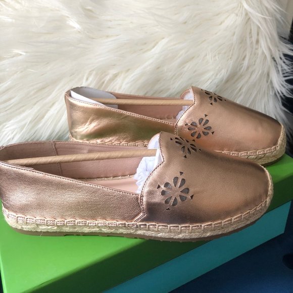 *2x HP* NIB! Kate Spade Gold Slip-On Espadrilles - Picture 12 of 14